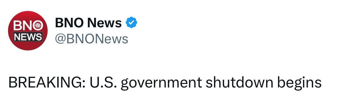 Работа правительства США официально приостановлена: 1 октября 2025 года